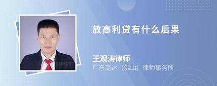 放高利贷有什么后果